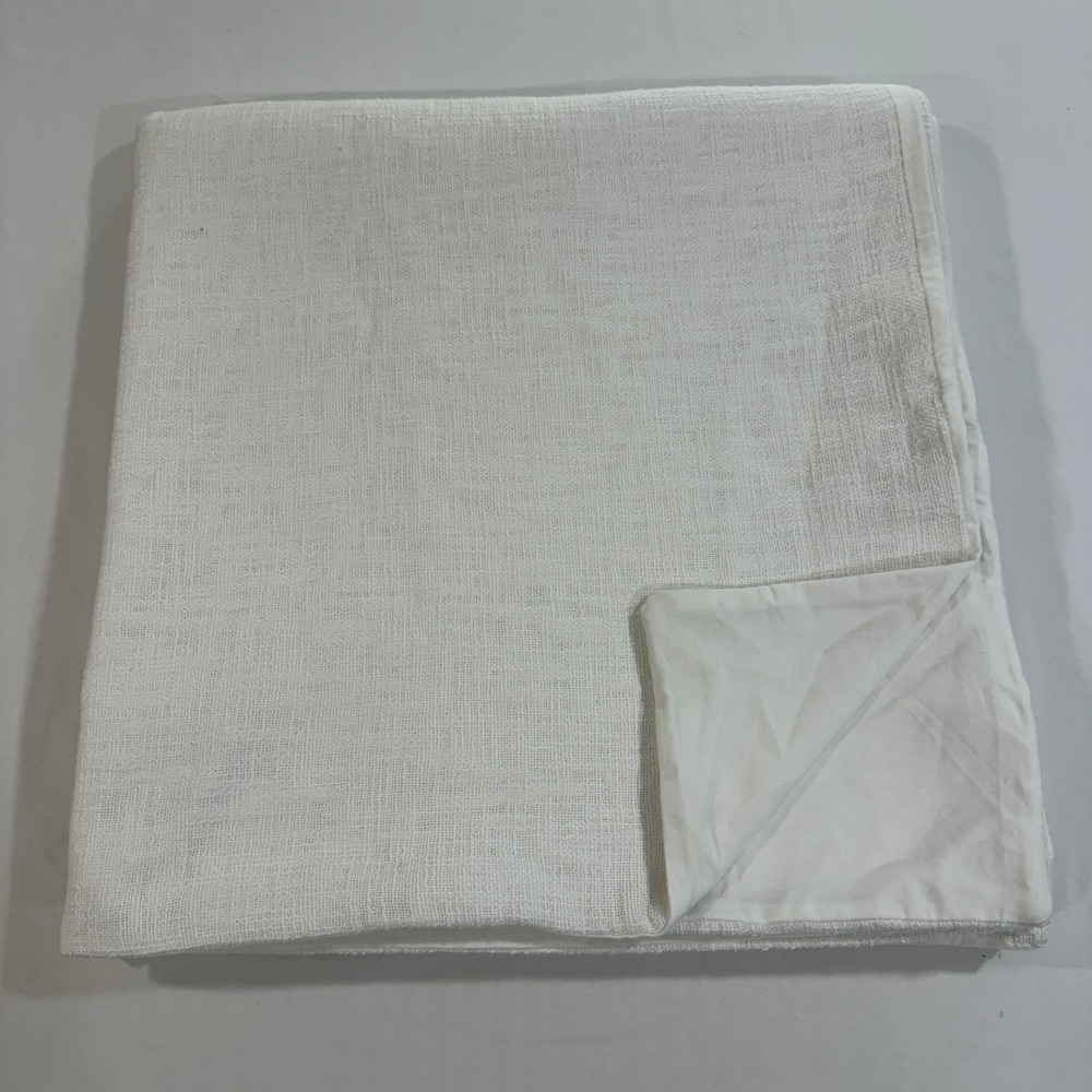 Crate & Barrel Lindstrom Duvet Cover Full Queen White 100% Cotton Textured Woven